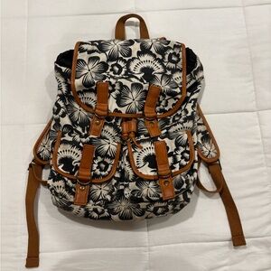Floral Black and Tan Backpack